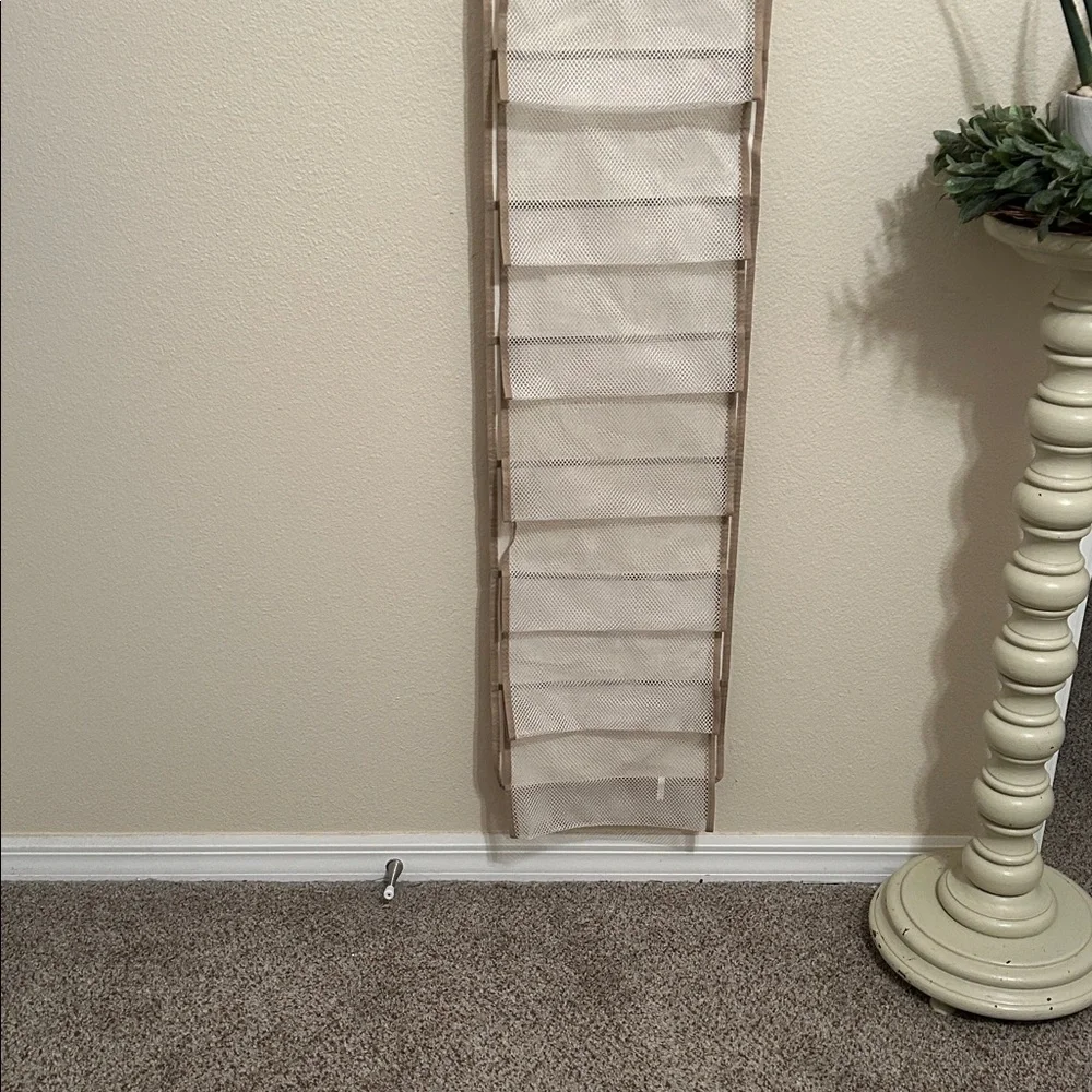 Hanging Beige Reversible Shoe and Handbag Organizer